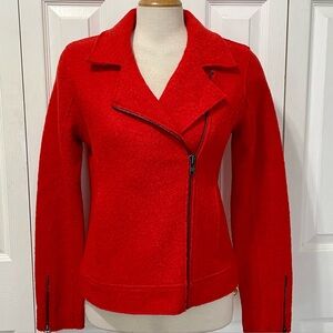 Tahari Red/Orange Wool Moto Jacket Size Medium